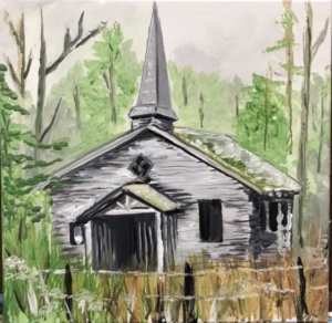 Abandoned Church in the Woods - 12 x 12 - 469-441-8771  for sales